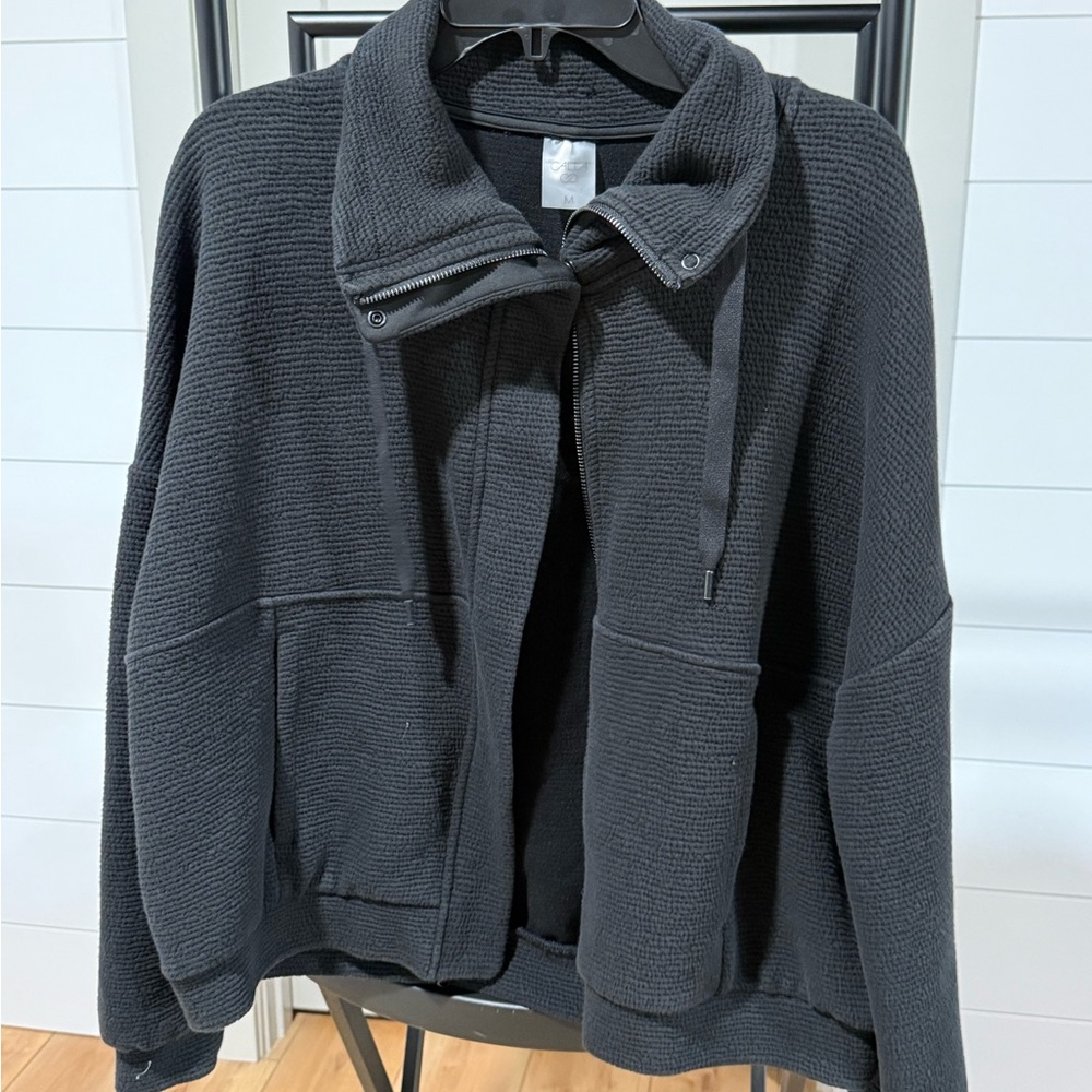 CALIA Black Textured zip up